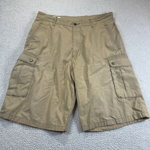 Levis Cargo Shorts Mens 34 Khaki 10 Inch Inseam Non Stretch Mid Weight 90's‎ Y2K